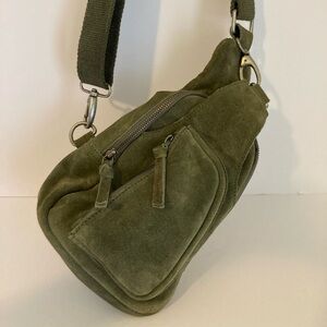 Free People Hudson Sling bag in Sea Serpent green suede